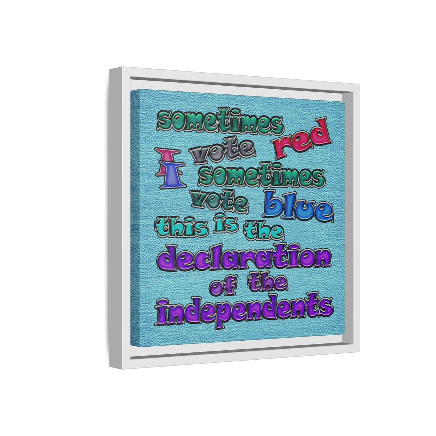 declaration of the independents - framed canvas art (faded blue)