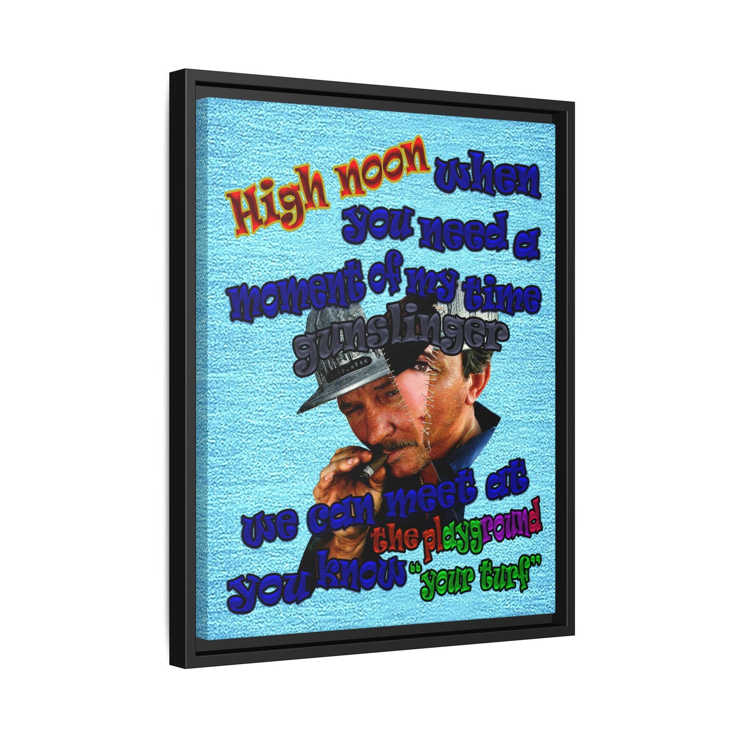 high noon - framed canvas art (faded blue)
