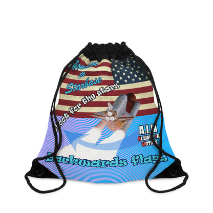 shoot for the stars - Drawstring Bag (light blue-purple wave)