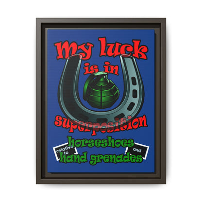 my luck - framed canvas art (dark blue)