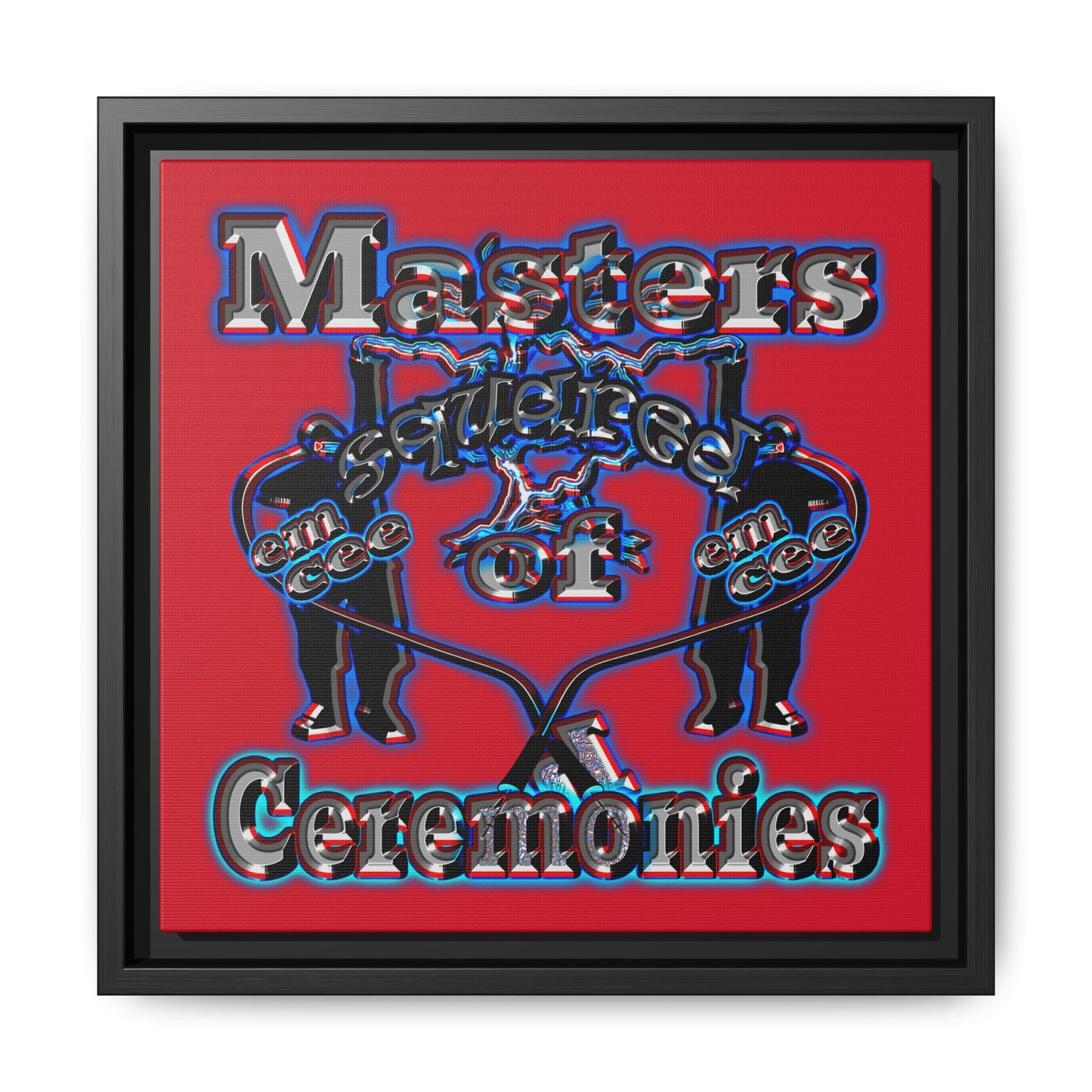 em cee squared - framed canvas art (dark red)