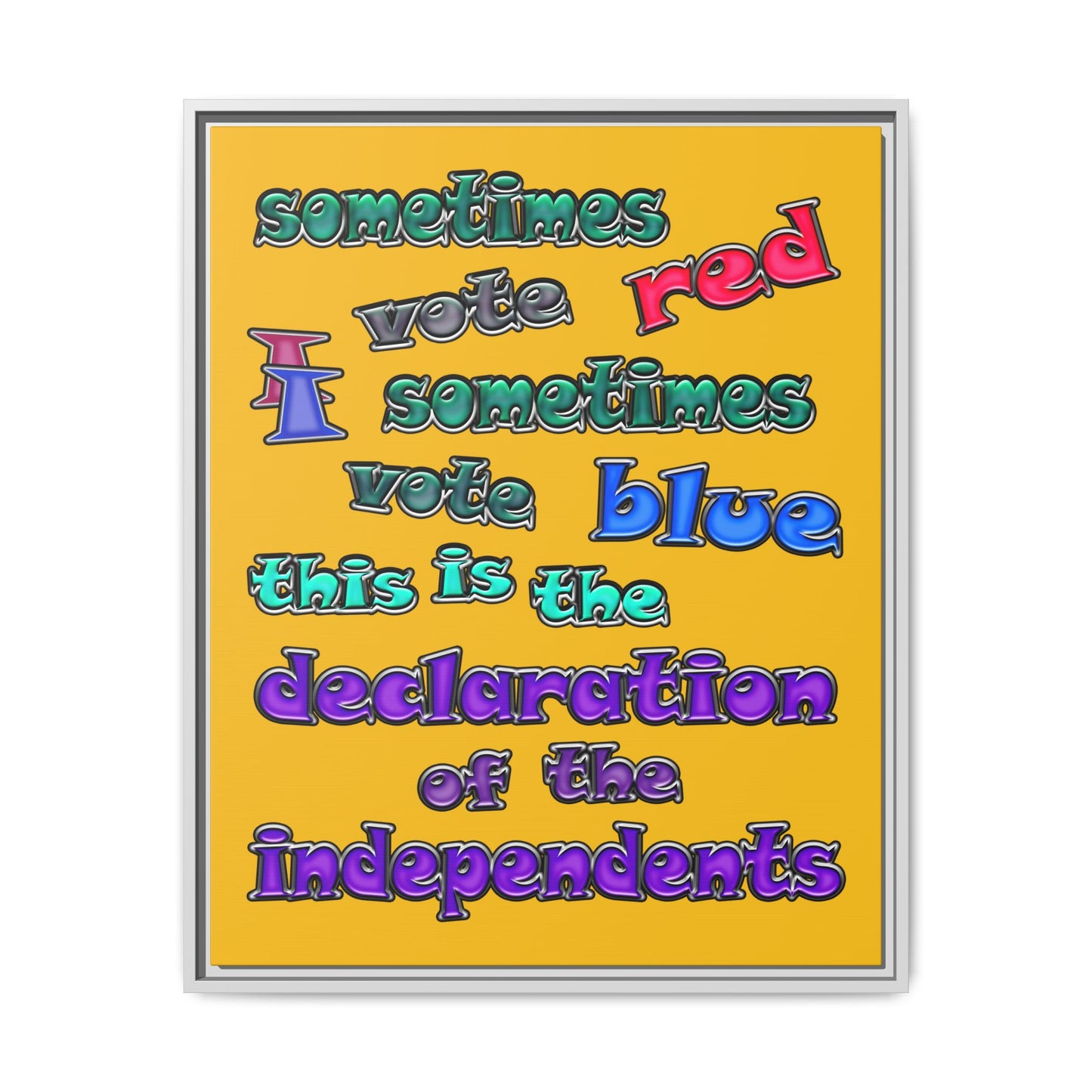 declaration of the independents - framed canvas art (yellow)