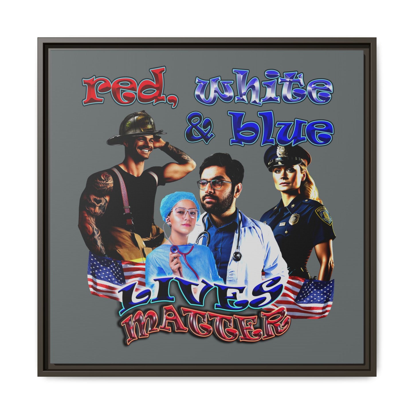 rw&b lives matter - framed canvas art (dark grey)