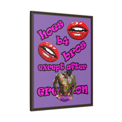hoes b4 bros - framed canvas art (light purple)