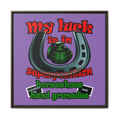 my luck - framed canvas art (light purple)