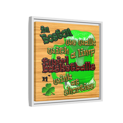celtics logo - framed canvas art (butterscotch wood finish)