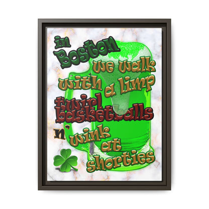 celtics logo - framed canvas art (white marble)