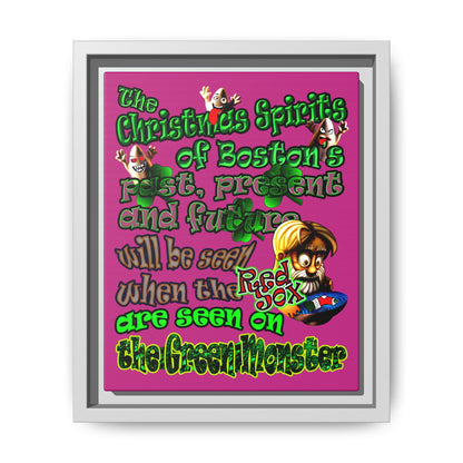 christmas spirits of boston - framed canvas art (pink)