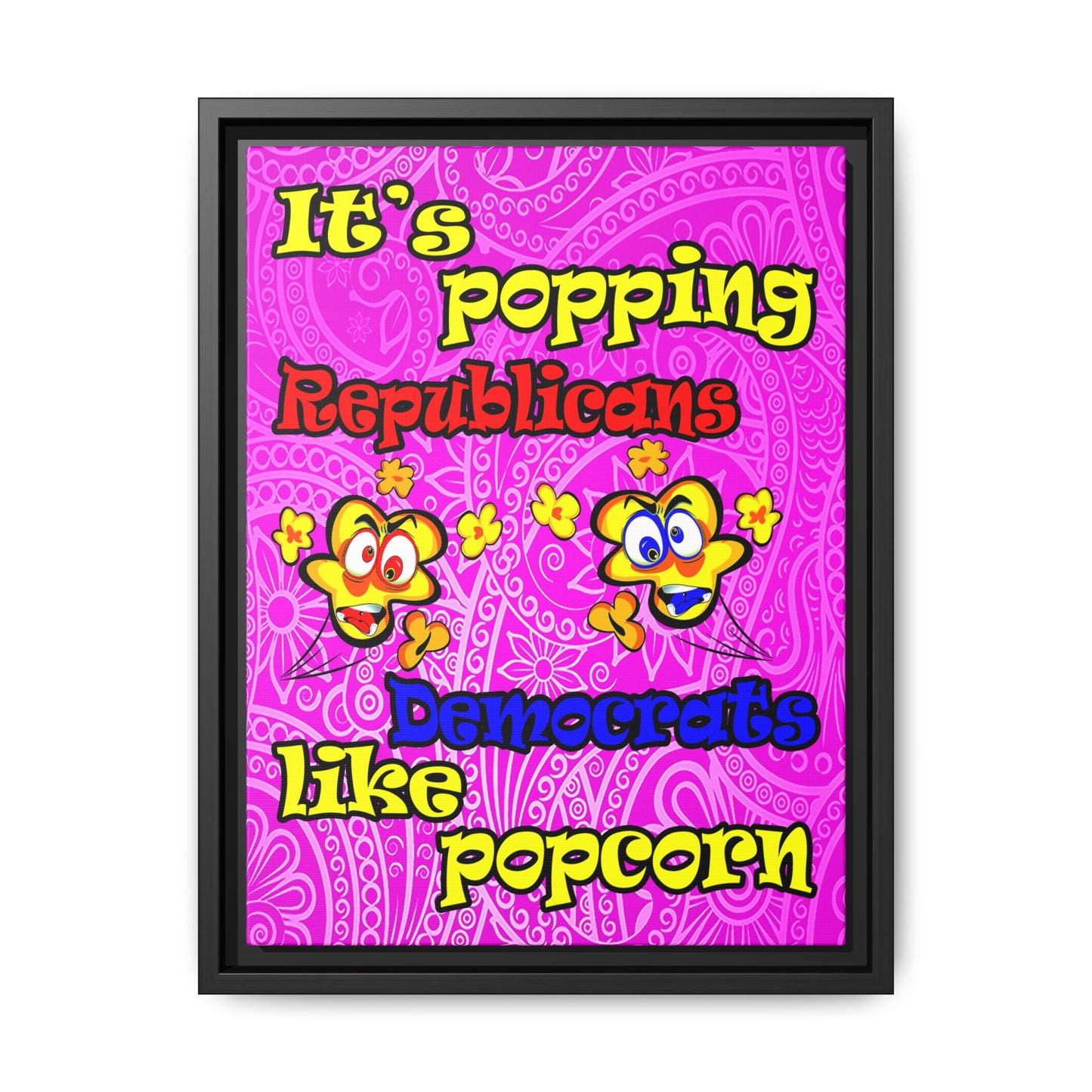 popping like popcorn - framed canvas art (pink swirl)