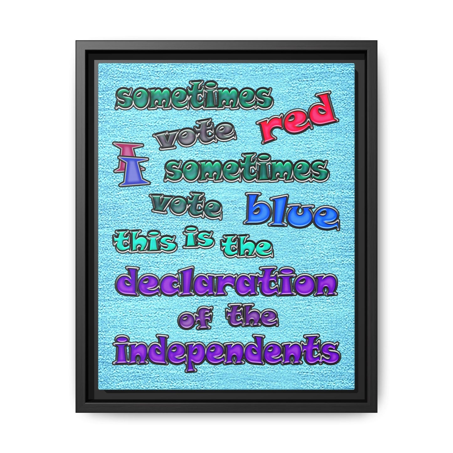 declaration of the independents - framed canvas art (faded blue)