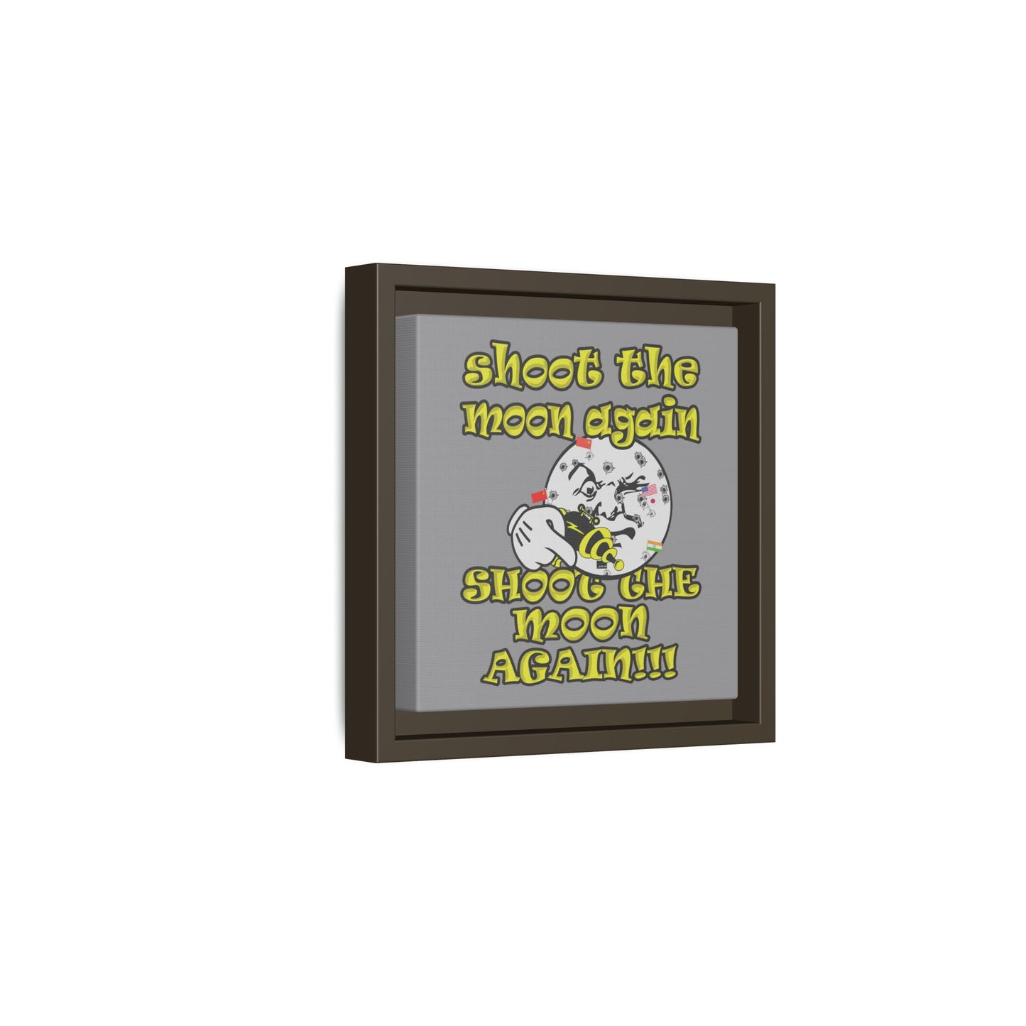 shoot the moon again - framed canvas art (grey)