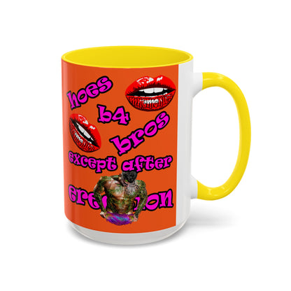 hoes b4 bros - Accent Mug (orange)