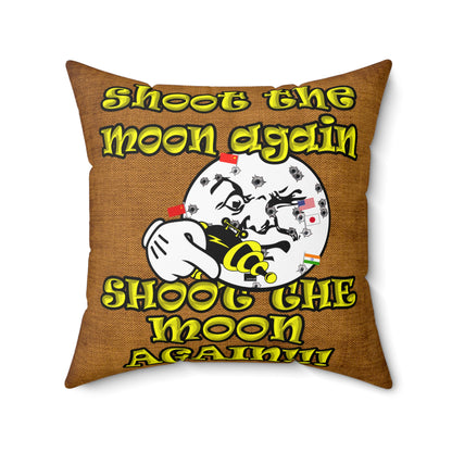 shoot the moon again - Spun Polyester Square Pillow - (dichromatic brown papyrus)