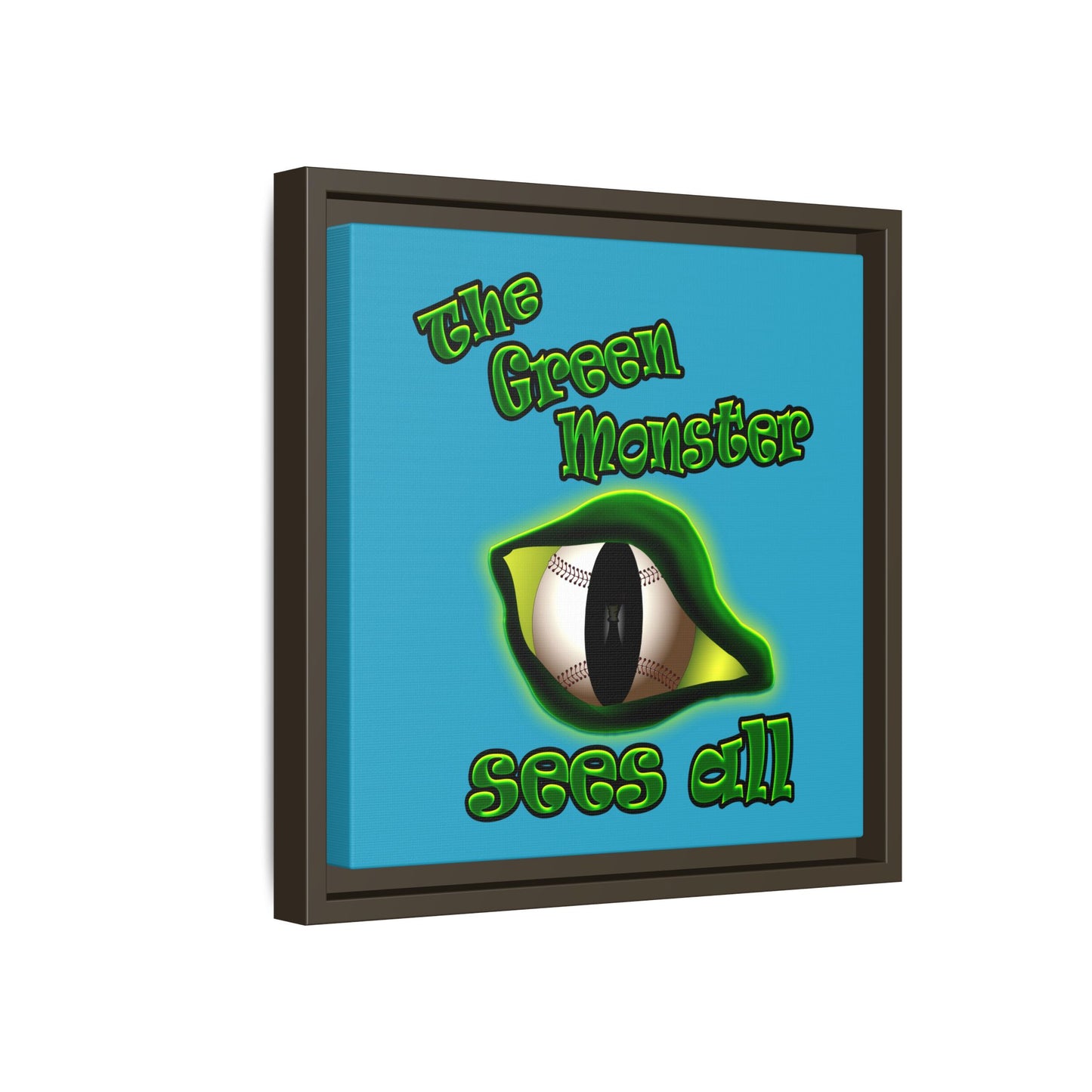 green monster - framed canvas art (turquoise)
