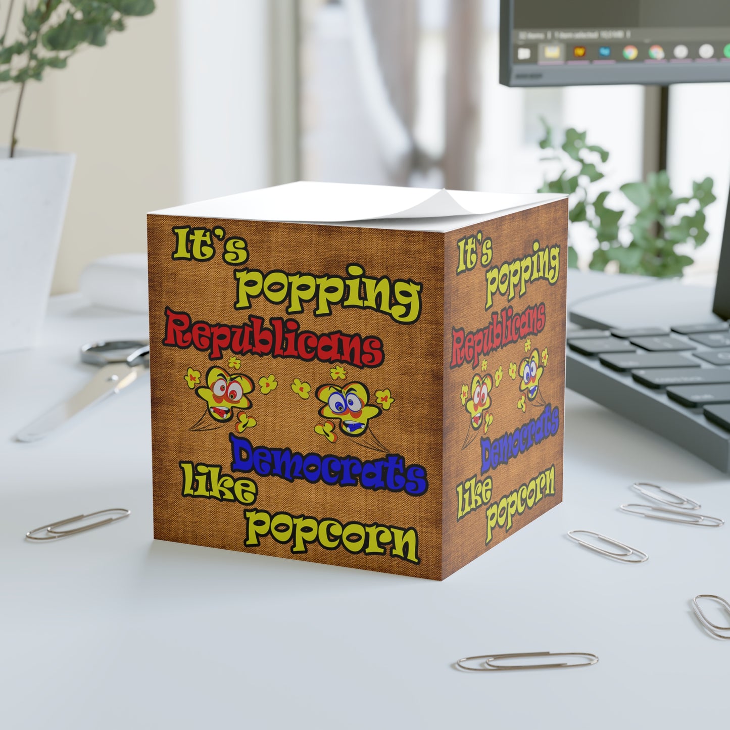 popping like popcorn - note cube (brown papyrus)