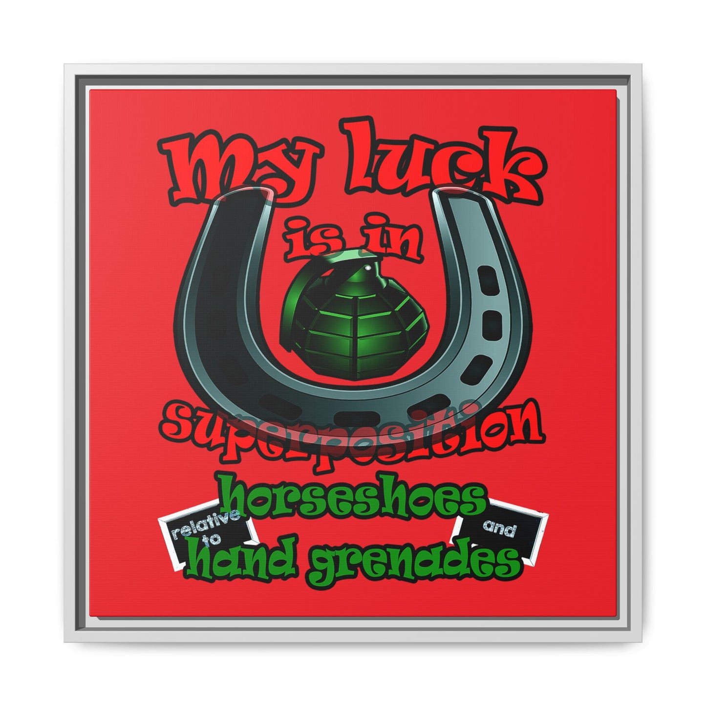 my luck - framed canvas art (red)