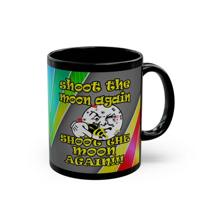 shoot the moon again - Black Mug (rainbow split)