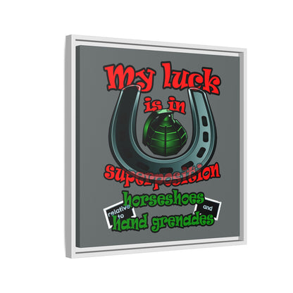 my luck - framed canvas art (dark grey)
