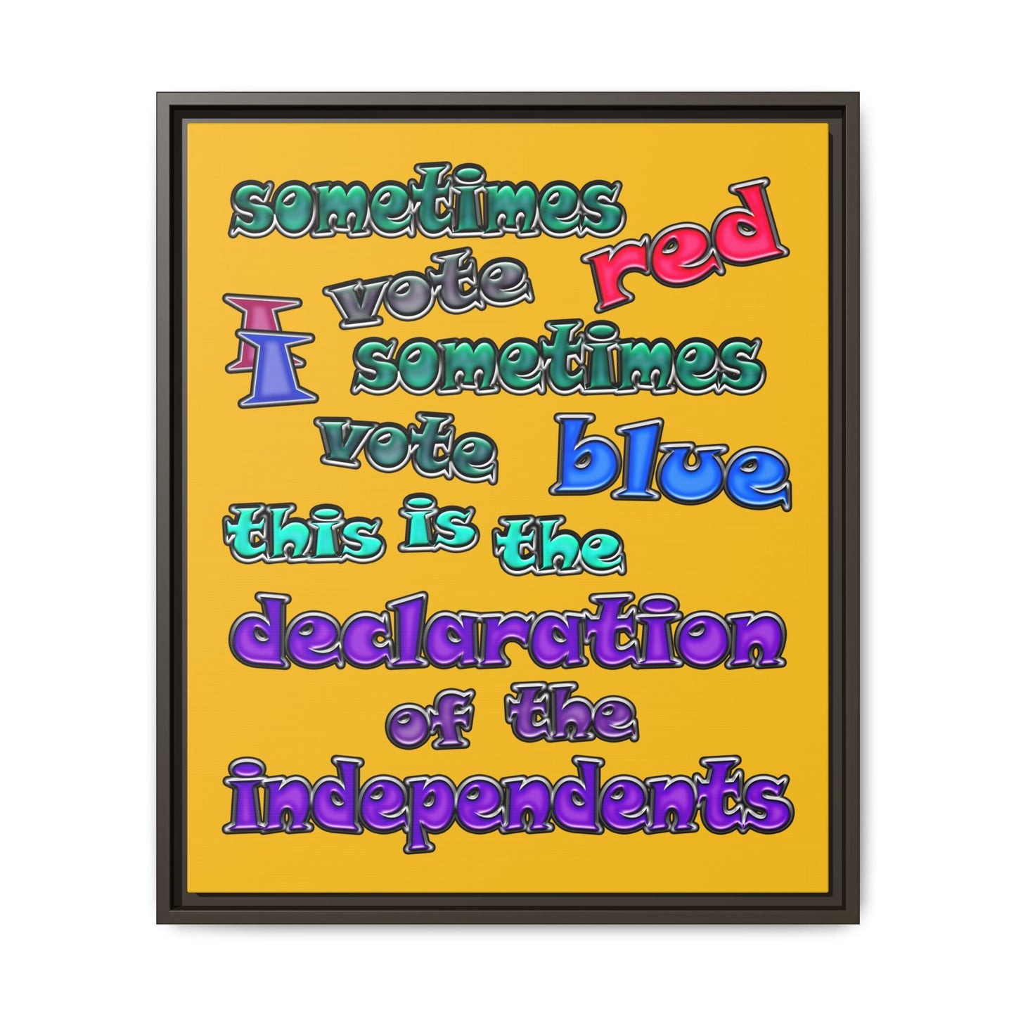 declaration of the independents - framed canvas art (yellow)