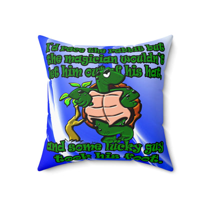 turtle race - Spun Polyester Square Pillow - (blue-white wave)