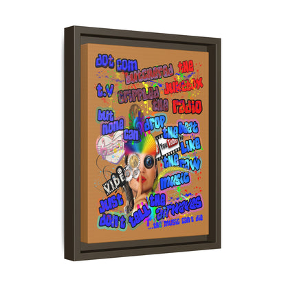 drop the beat - framed canvas art (light brown)