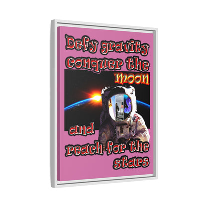 defy conquer reach - framed canvas art (light pink)
