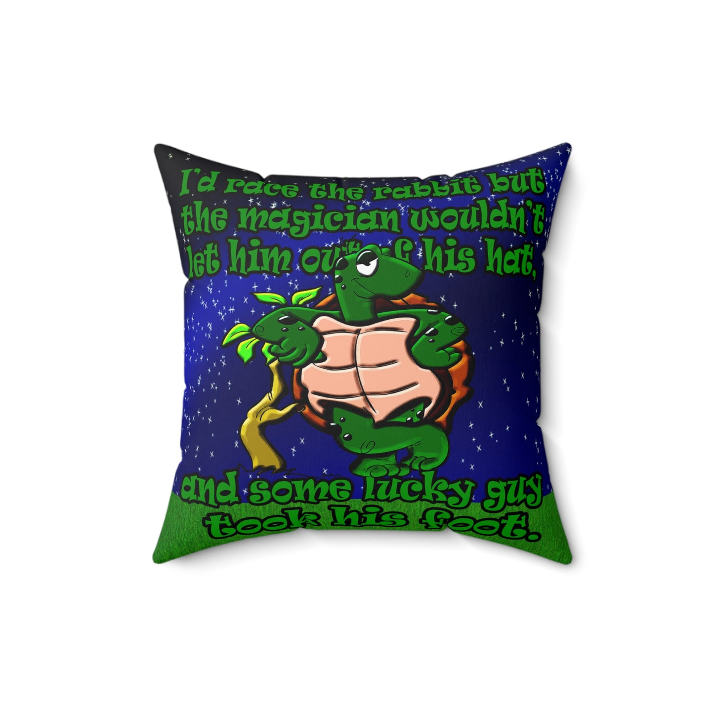 turtle race - Spun Polyester Square Pillow - ('snoops' background)