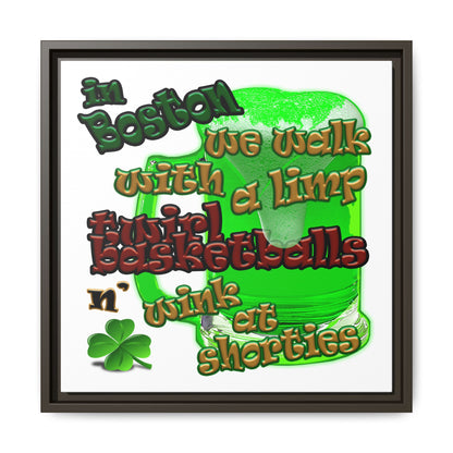 celtics logo - framed canvas art (white)