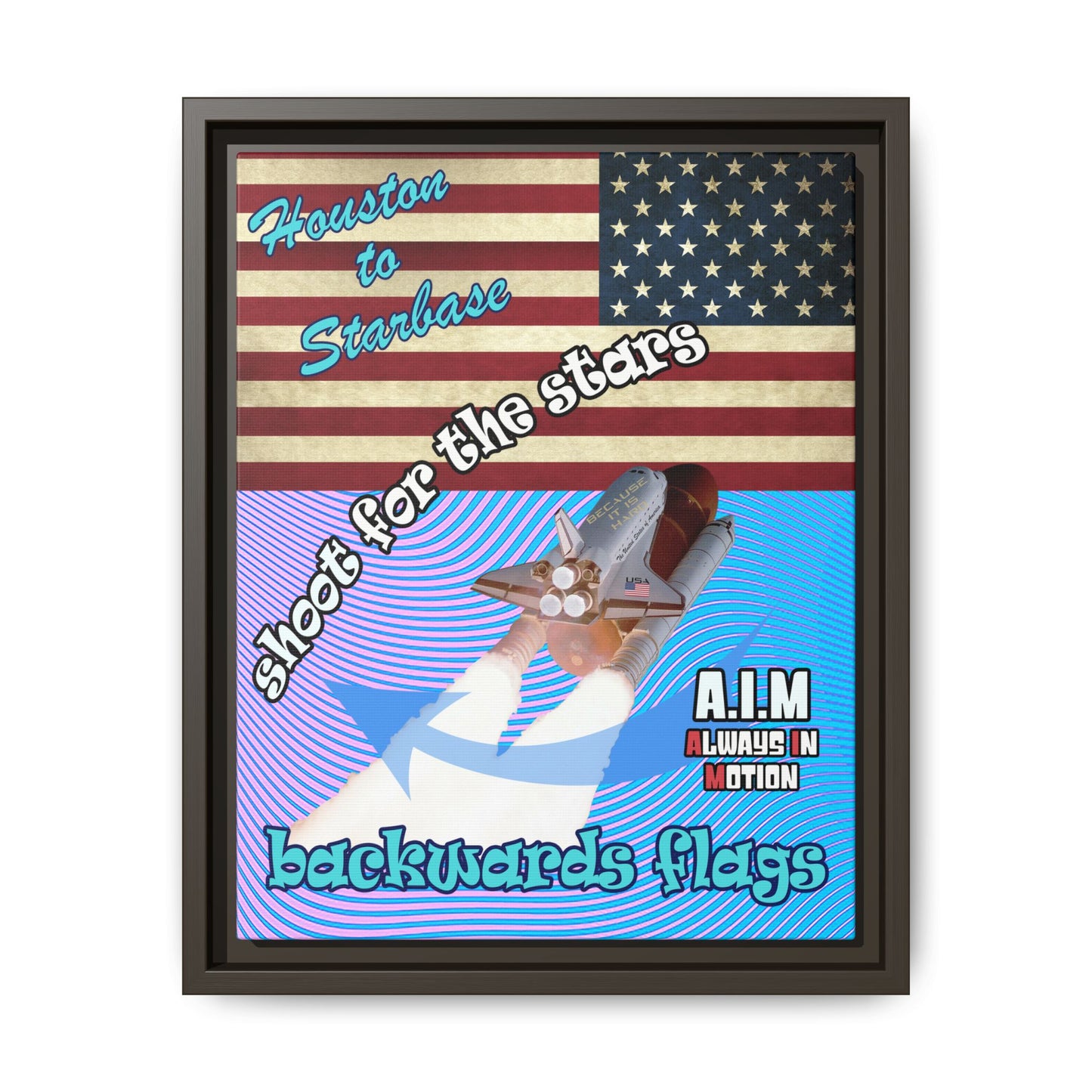shoot for the stars - framed canvas art (light blue-purple wave)
