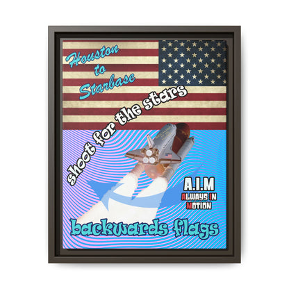 shoot for the stars - framed canvas art (light blue-purple wave)
