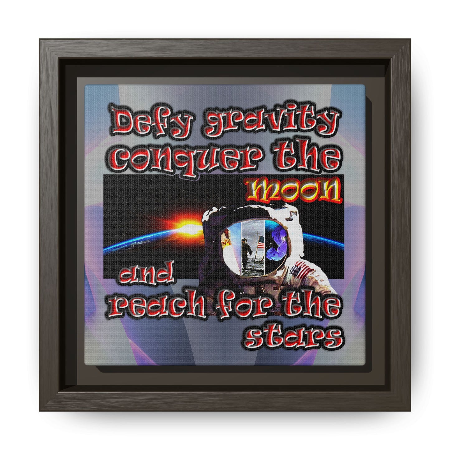 defy conquer reach - framed canvas art (grey-pink wave)