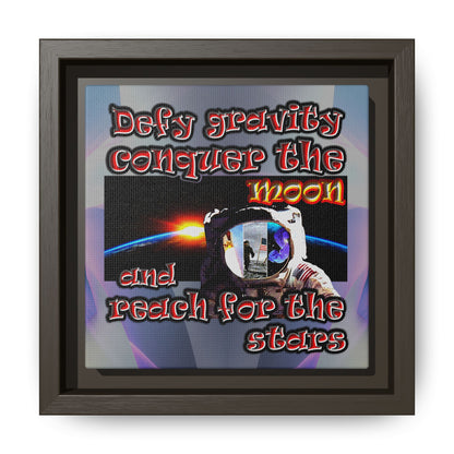 defy conquer reach - framed canvas art (grey-pink wave)
