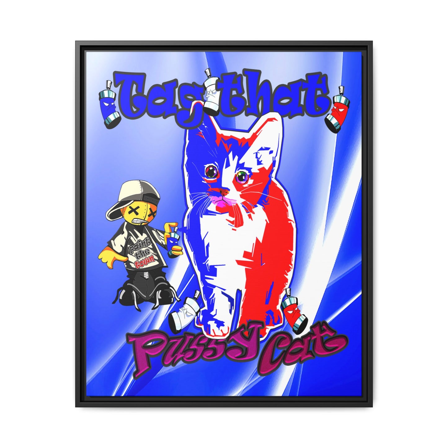 tag that - framed canvas art (blue-white wave)