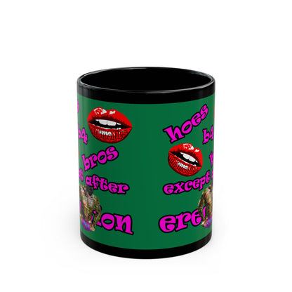 hoes b4 bros - Black Mug (dark green)