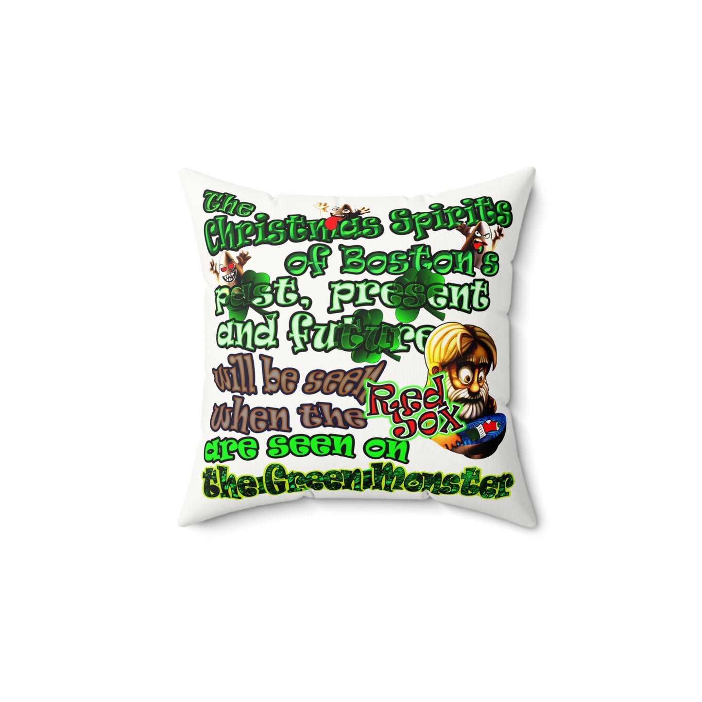 christmas spirits of boston - Faux Suede Square Pillow - (white)