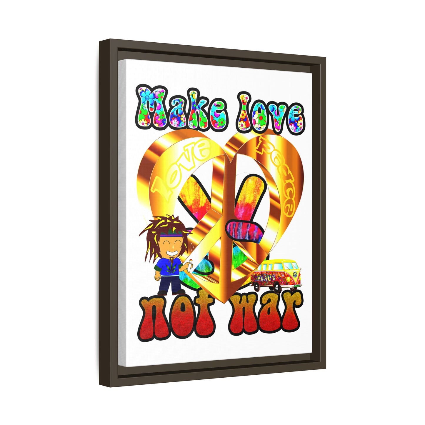 love peace - framed canvas art (white)