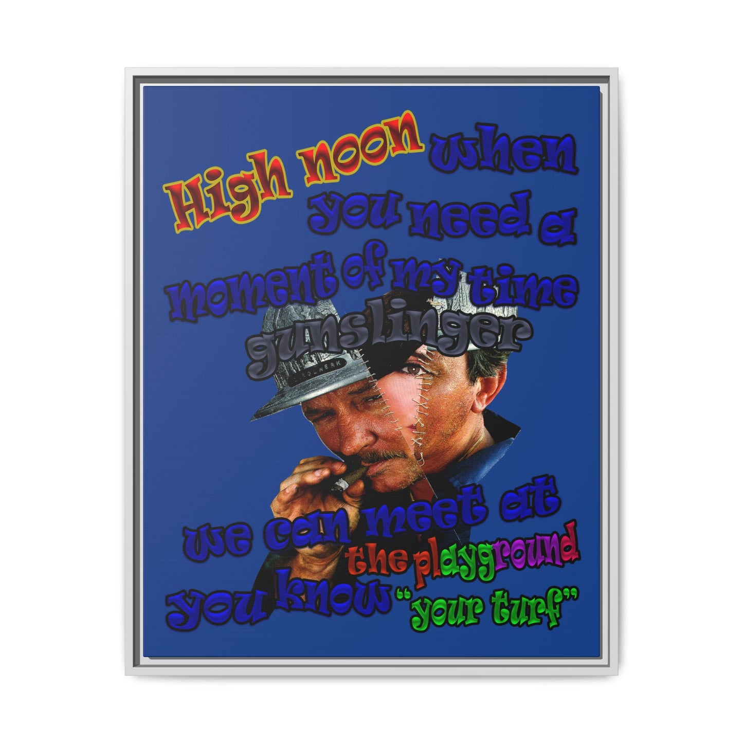 high noon - framed canvas art (dark blue)