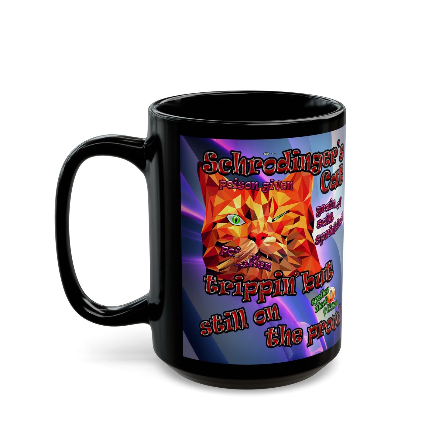 schrodinger's cat - Black Mug (grey-pink wave)