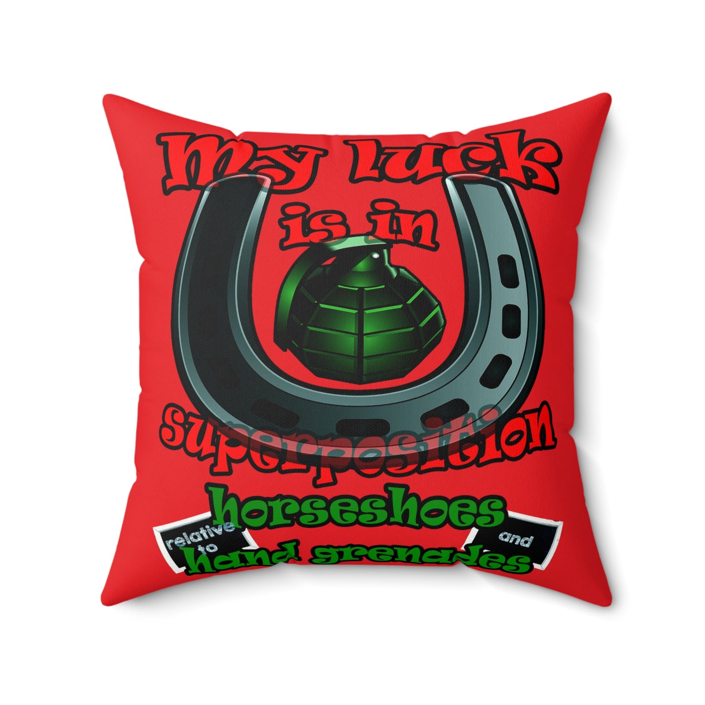 my luck - Faux Suede Square Pillow - (red)