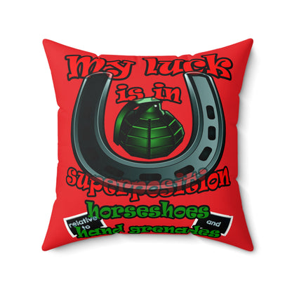 my luck - Faux Suede Square Pillow - (red)