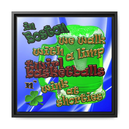 celtics logo - framed canvas art (blue-white wave)