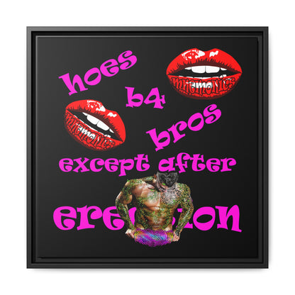 hoes b4 bros - framed canvas art (black)