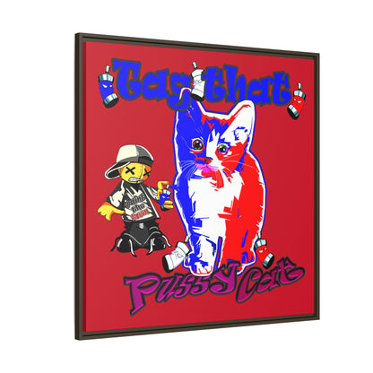 tag that - framed canvas art (dark red)