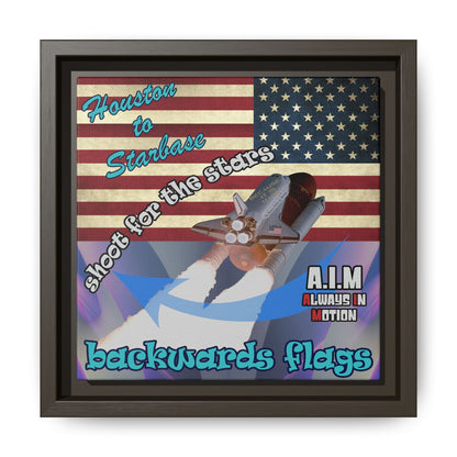 shoot for the stars - framed canvas art (grey-pink wave)