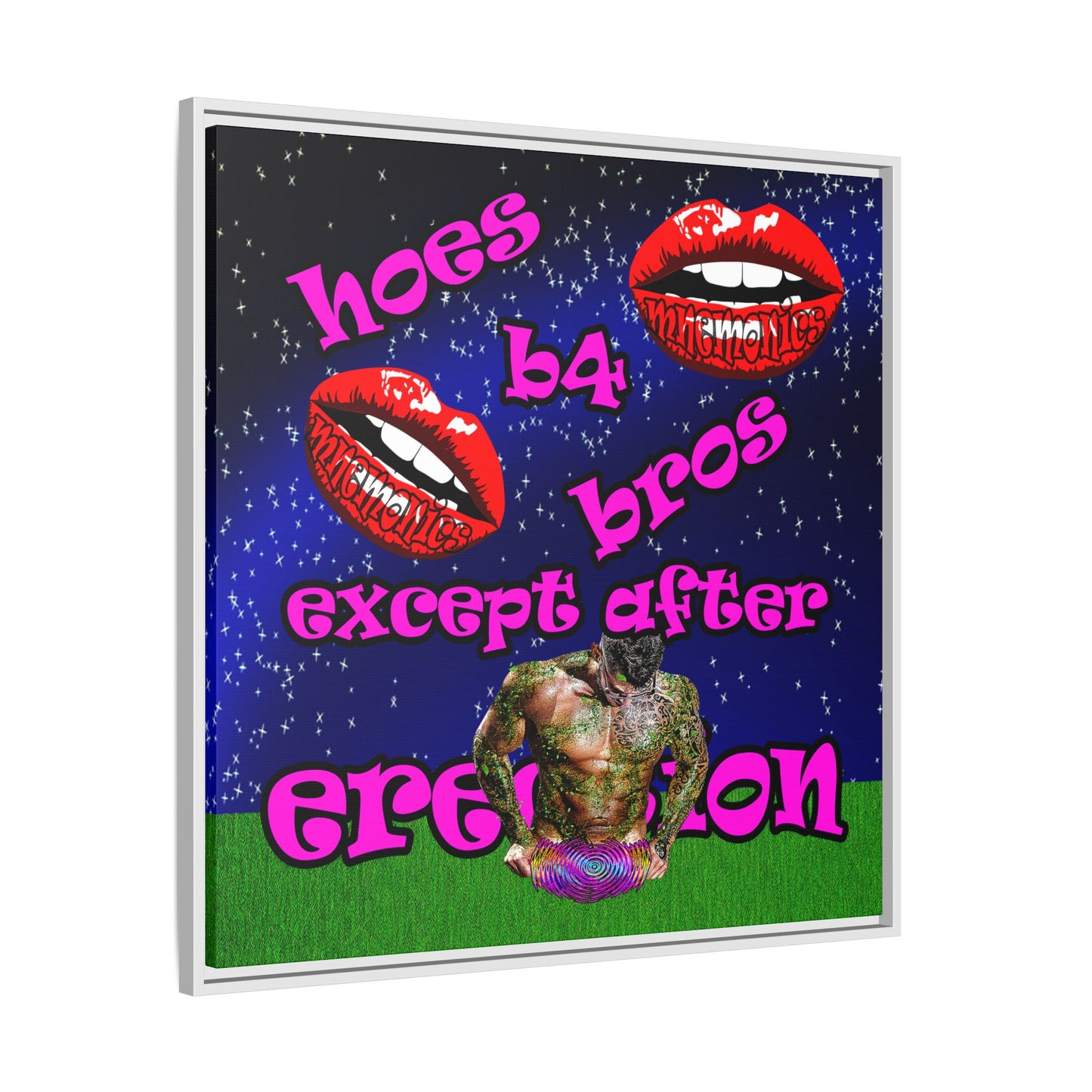 hoes b4 bros - framed canvas art ('snoops' background)