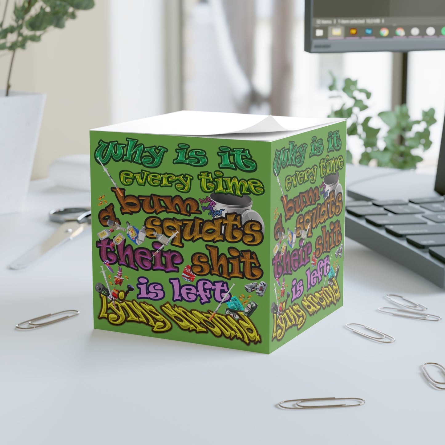the bum's shit - note cube (green)