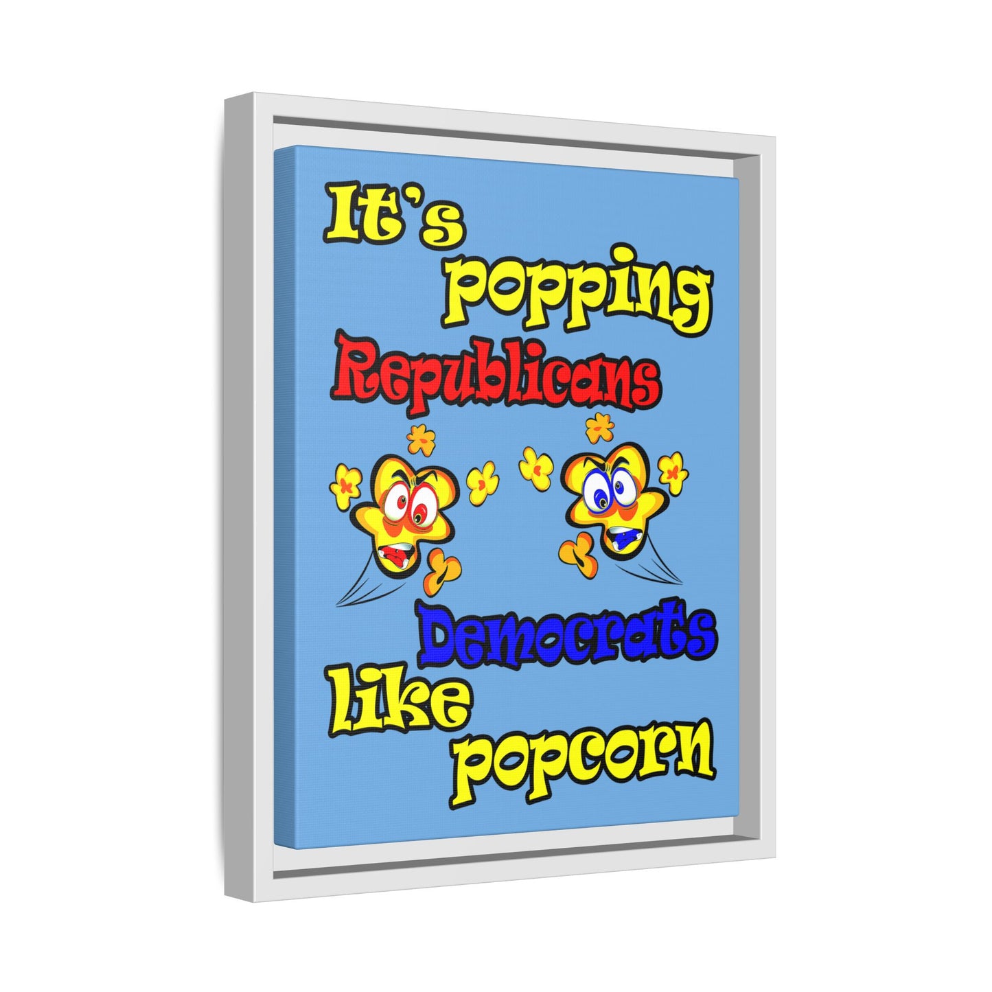 popping like popcorn - framed canvas art (light blue)