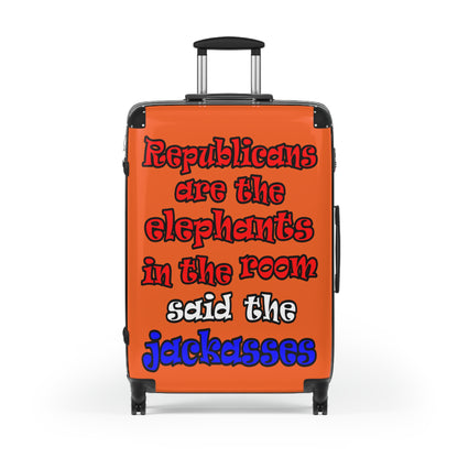 donkeys and elephants - Suitcase (orange)