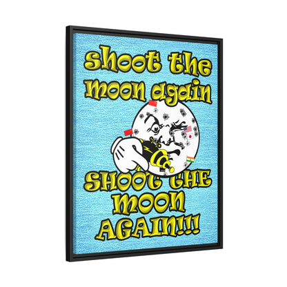 shoot the moon again - framed canvas art (faded blue)