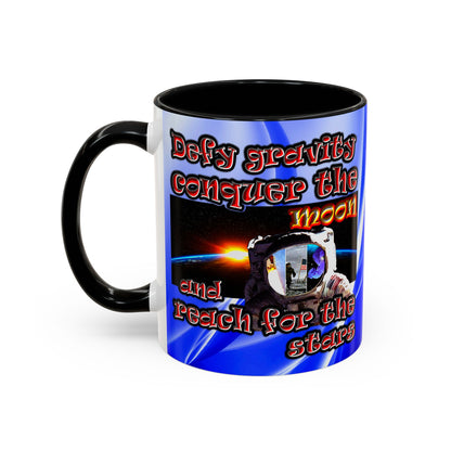 defy conquer reach - Accent Mug (blue-white wave)